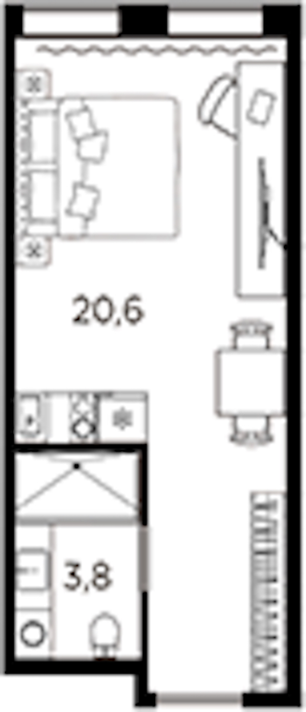 Квартира студия 24.4 м², 12/13 эт., ЖК «AVENIR Industrial»